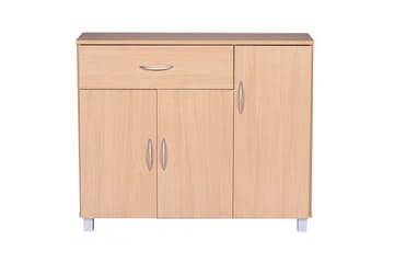 Skænk Wohnling folieret spånplade 90x75 cm, 3 døre 1 skuffe, moderne stil Bøg - Bøg - Møbler - Borde - Aflastningsbord - Entrébord