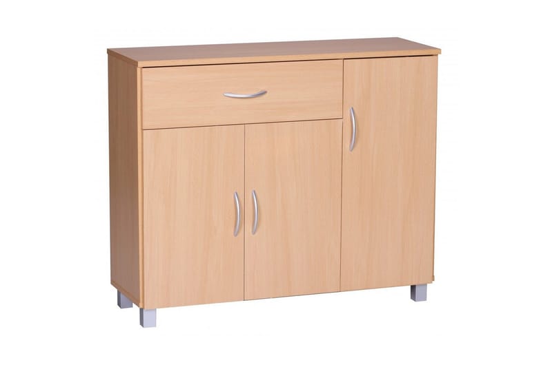 Skænk Wohnling folieret spånplade 90x75 cm, 3 døre 1 skuffe, moderne stil Bøg - Bøg - Møbler - Borde - Aflastningsbord - Entrébord