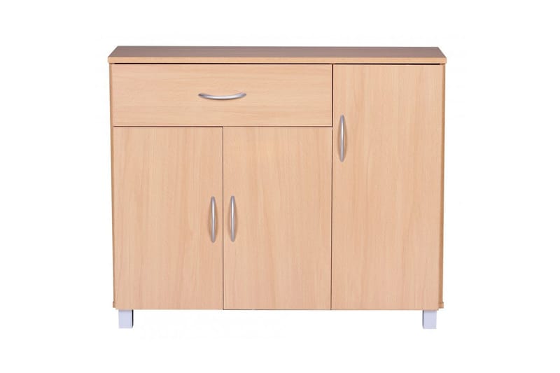 Skænk Wohnling folieret spånplade 90x75 cm, 3 døre 1 skuffe, moderne stil Bøg - Bøg - Møbler - Borde - Aflastningsbord - Entrébord