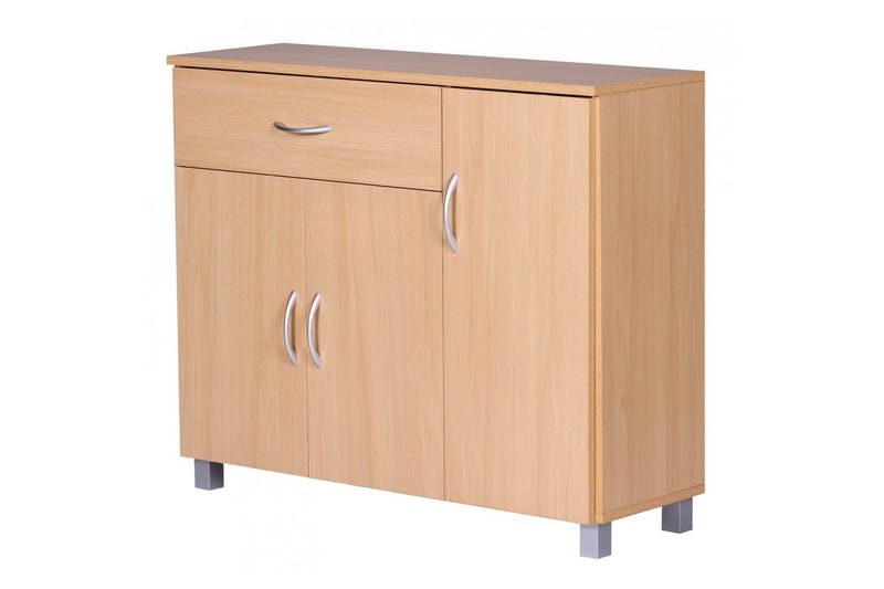 Skænk Wohnling folieret spånplade 90x75 cm, 3 døre 1 skuffe, moderne stil Bøg - Bøg - Møbler - Borde - Aflastningsbord - Entrébord