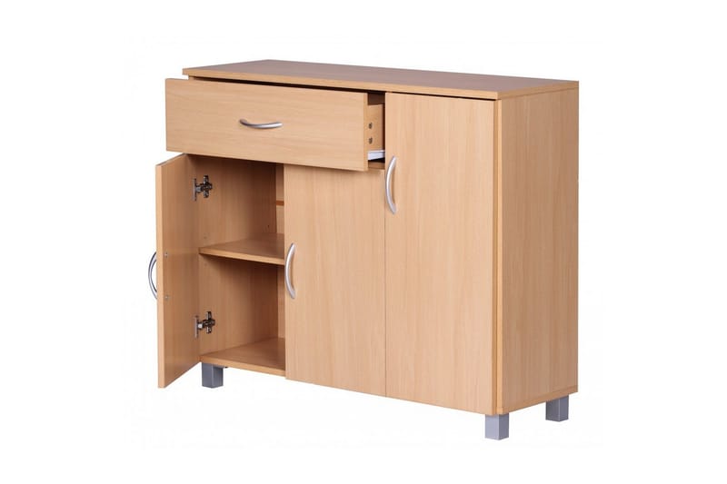Skænk Wohnling folieret spånplade 90x75 cm, 3 døre 1 skuffe, moderne stil Bøg - Bøg - Møbler - Borde - Aflastningsbord - Entrébord
