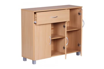 Skænk Wohnling folieret spånplade 90x75 cm, 3 døre 1 skuffe, moderne stil Bøg - Bøg - Møbler - Borde - Aflastningsbord - Entrébord