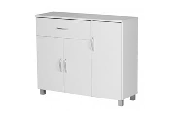 Skænk Wohnling folieret spånplade 90x75 cm, 3 døre 1 skuffe, moderne stil Hvid - Hvid - Møbler - Borde - Aflastningsbord - Entrébord