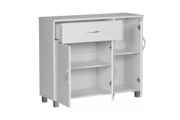Skænk Wohnling folieret spånplade 90x75 cm, 3 døre 1 skuffe, moderne stil Hvid - Hvid - Møbler - Borde - Aflastningsbord - Entrébord
