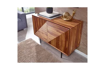 Skænk Wohnling massivt træ, 3D geometrisk front, push-to-open, industriel loftstil 100 cm - 100 cm - Møbler - Borde - Aflastningsbord - Entrébord