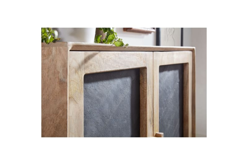 Skænk Wohnling Massivt træ 80 cm 3D-kant stenoptik front 2 døre moderne - Møbler - Borde - Aflastningsbord - Entrébord