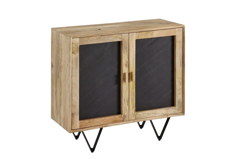 Skænk Wohnling Massivt træ 80 cm 3D-kant stenoptik front 2 døre moderne, undefined