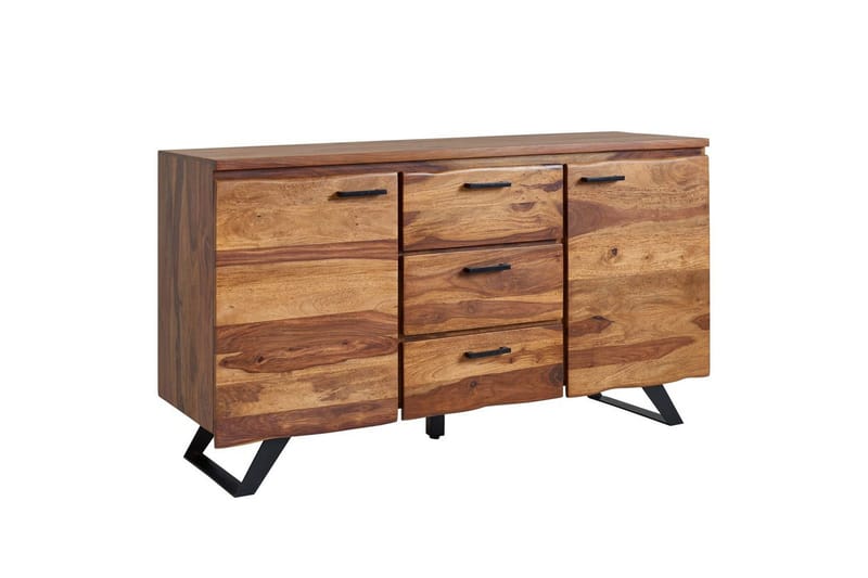 Skænk Wohnling Massivt træ kant 145 cm med 2 døre 3 skuffer industriel, undefined