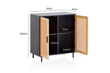 Skænk Wohnling Melaminbelagt MDF 80 cm 2 døre med wienervæv moderne - Opbevaring - Opbevaringsmøbler - Skænke & sideboards