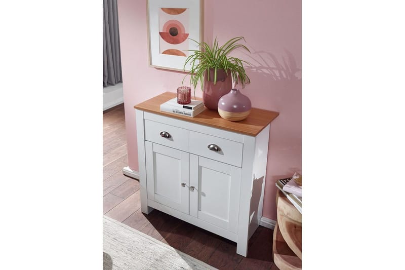 Skænk Wohnling Melaminbelagt spånplade bicolor-optik eg/hvid 2 døre 2 skuffer moderne - Opbevaring - Opbevaringsmøbler - Skænke & sideboards