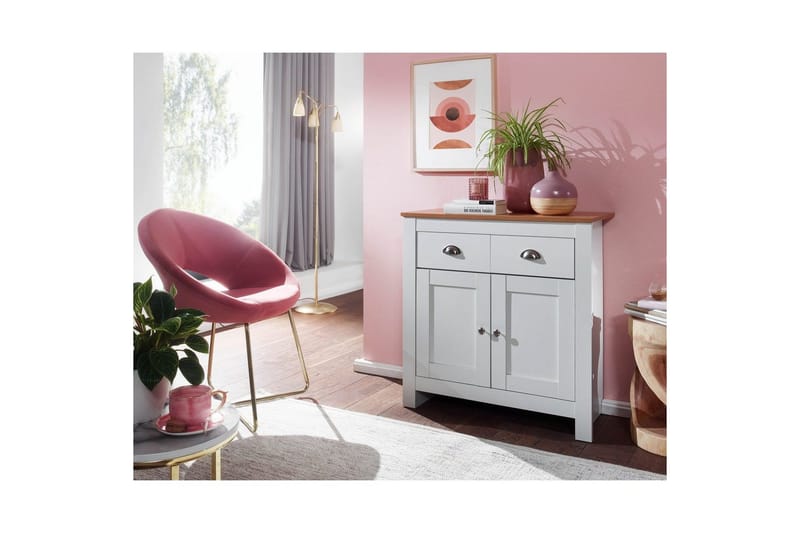 Skænk Wohnling Melaminbelagt spånplade bicolor-optik eg/hvid 2 døre 2 skuffer moderne - Opbevaring - Opbevaringsmøbler - Skænke & sideboards