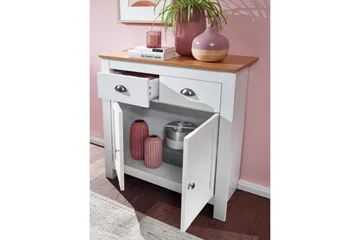 Skænk Wohnling Melaminbelagt spånplade bicolor-optik eg/hvid 2 døre 2 skuffer moderne - Opbevaring - Opbevaringsmøbler - Skænke & sideboards