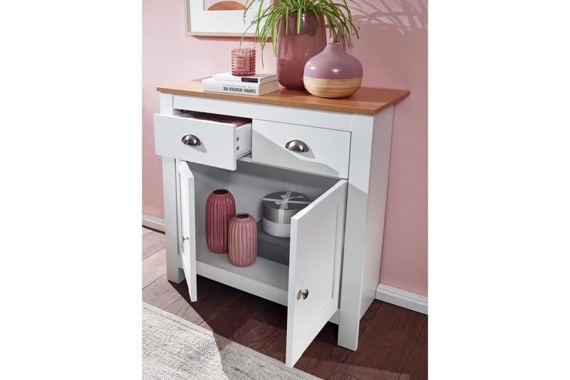 Skænk Wohnling Melaminbelagt spånplade bicolor-optik eg/hvid 2 døre 2 skuffer moderne - Opbevaring - Opbevaringsmøbler - Skænke & sideboards