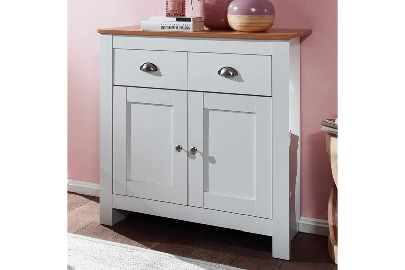 Skænk Wohnling Melaminbelagt spånplade bicolor-optik eg/hvid 2 døre 2 skuffer moderne - Opbevaring - Opbevaringsmøbler - Skænke & sideboards