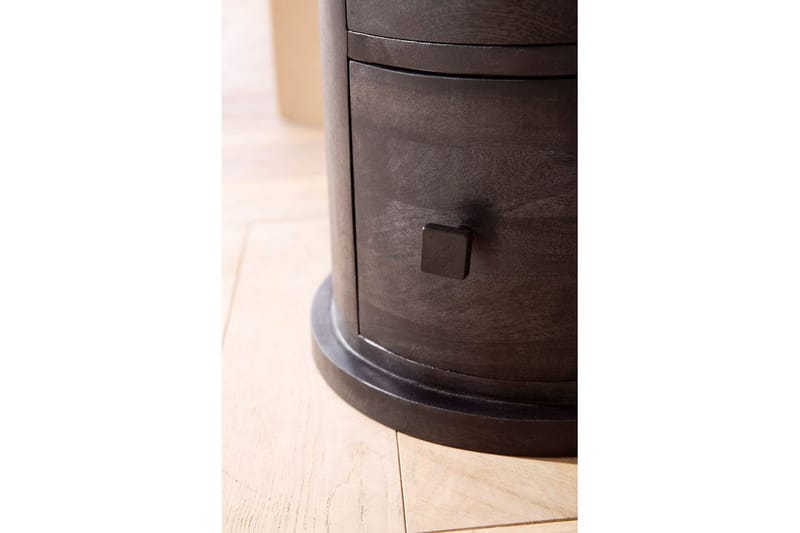 Skænk Wohnling Rund Massivt Træ Landstil Sort, 3 skuffer - Sort, 3 skuffer - Opbevaring - Opbevaringsmøbler - Kommode - Entrékommode