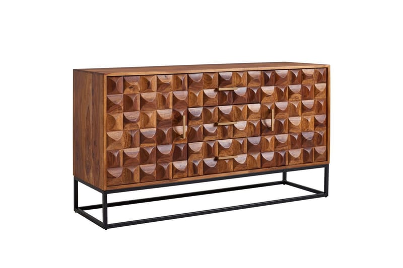 Skænk Wohnling Solidt træ design front 145 cm med 2 døre 3 skuffer industriel - Møbler - Borde - Aflastningsbord - Entrébord