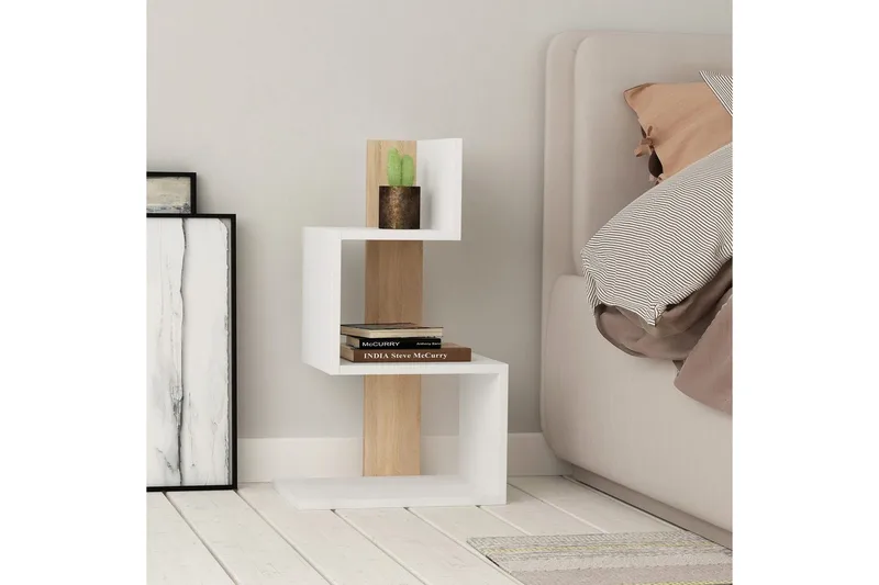 Sofabord Veyaie Hvid / Eg - Hvid - Møbler - Borde - Aflastningsbord - Lampebord