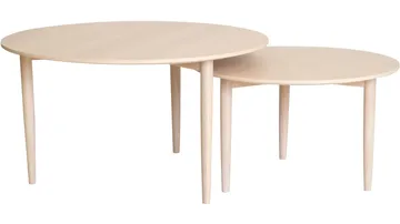 Sofabordsæt Ravik Ø90/Ø70 cm - Hvidpigmenteret - Møbler - Borde - Aflastningsbord - Indskudsborde