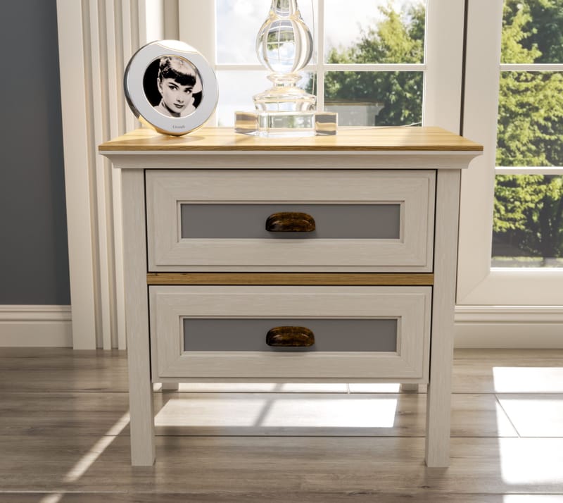 Solena Sengebord 60 cm - Creme, eg, grå - Møbler - Borde - Aflastningsbord - Sengebord