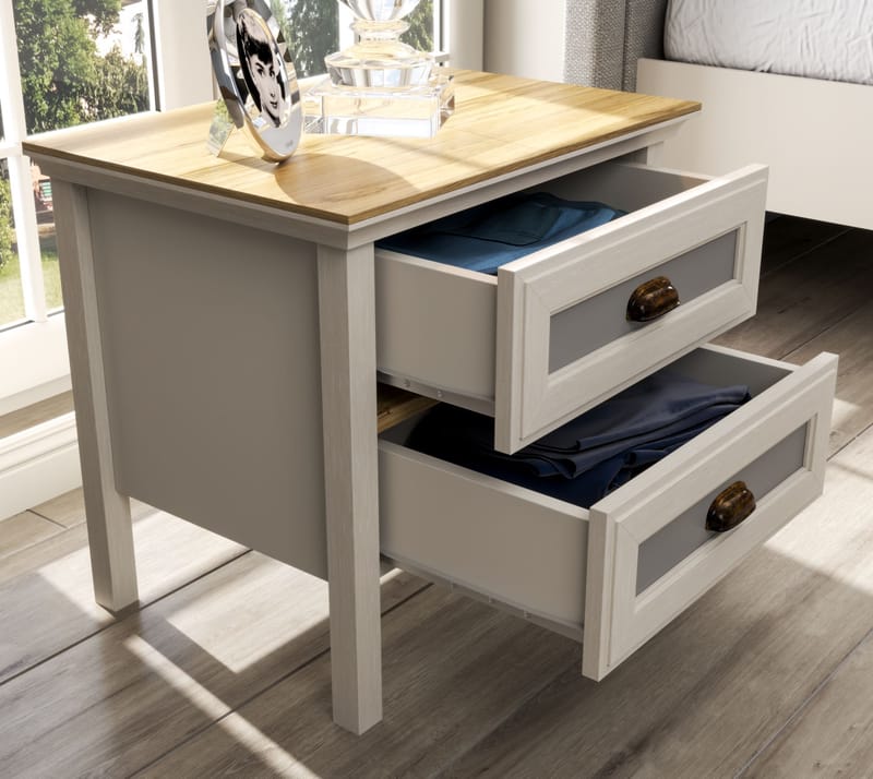 Solena Sengebord 60 cm - Creme, eg, grå - Møbler - Borde - Aflastningsbord - Sengebord