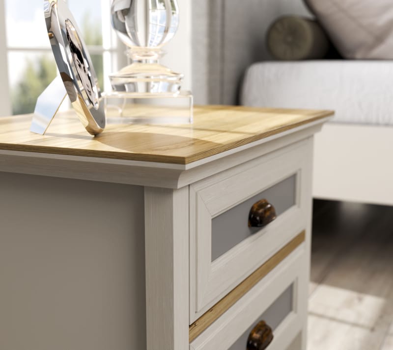 Solena Sengebord 60 cm - Creme, eg, grå - Møbler - Borde - Aflastningsbord - Sengebord