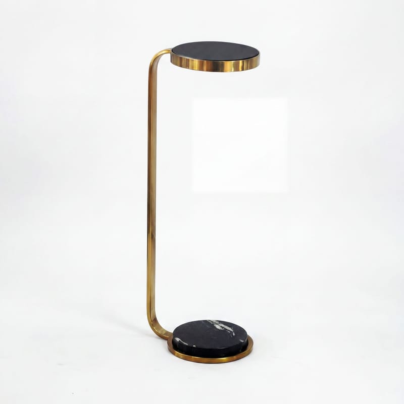 Solren rundt sidebord 72 cm i metal med marmorplade - sort guld - Møbler - Borde - Aflastningsbord - Lampebord