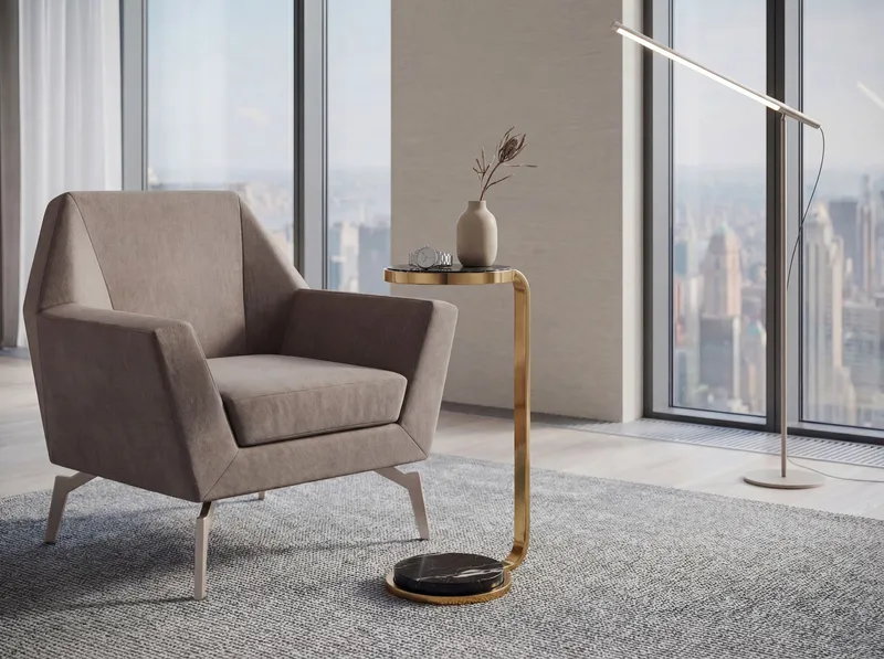 Solren rundt sidebord 72 cm i metal med marmorplade - sort guld - Møbler - Borde - Aflastningsbord - Lampebord