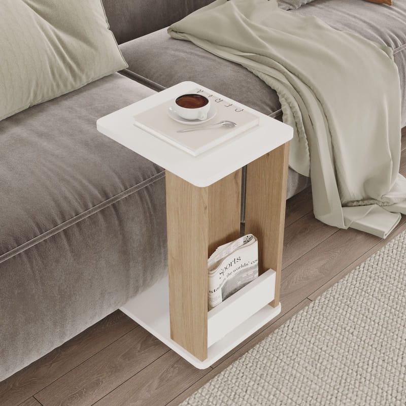 Solven Sidebord 32x42x55 cm - Eg og hvid - Møbler - Borde - Aflastningsbord - Lampebord