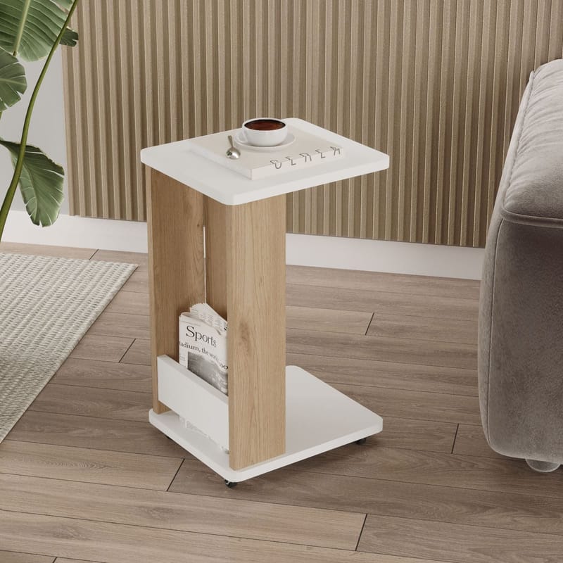 Solven Sidebord 32x42x55 cm - Eg og hvid - Møbler - Borde - Aflastningsbord - Lampebord