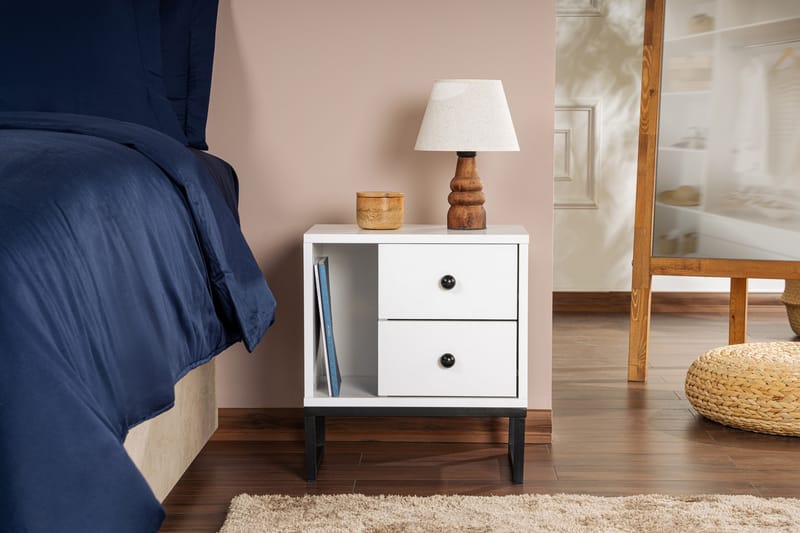 Sonali Natbord 45 cm - Hvid/Sort - Møbler - Borde - Aflastningsbord - Sengebord