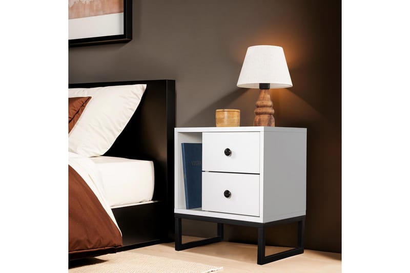 Sonali Natbord 45 cm - Hvid/Sort - Møbler - Borde - Aflastningsbord - Sengebord