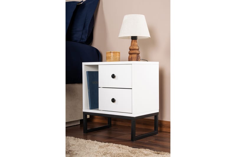 Sonali Natbord 45 cm - Hvid/Sort - Møbler - Borde - Aflastningsbord - Sengebord