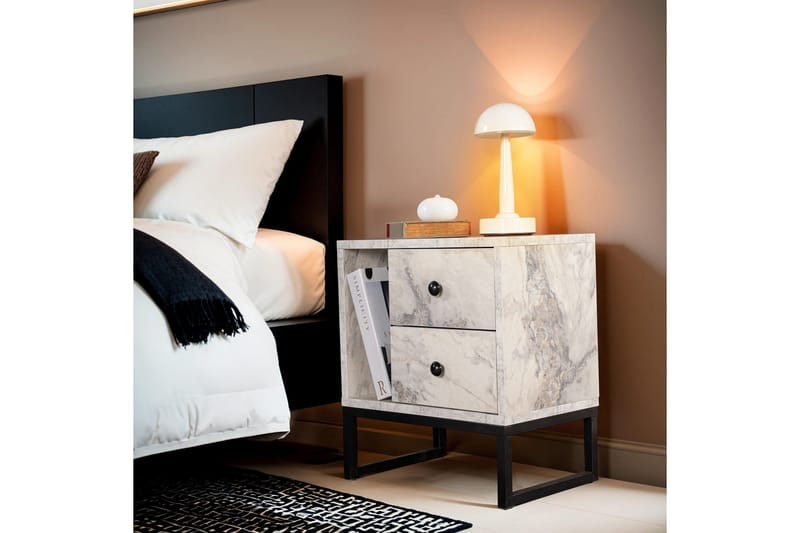 Sonali Natbord 45 cm - Marmor/Sort - Møbler - Borde - Aflastningsbord - Sengebord