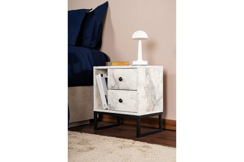 Sonali Natbord 45 cm - Marmor/Sort - Møbler - Borde - Aflastningsbord - Sengebord