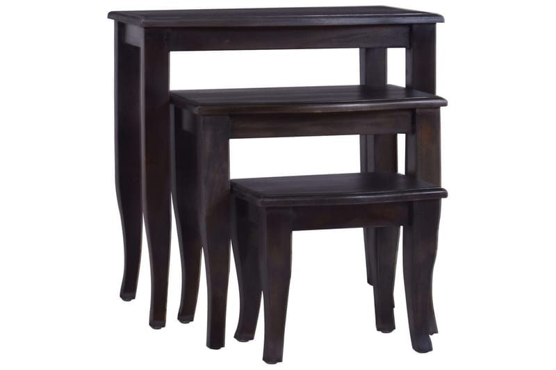 stabelbare sideborde 3 stk. massivt mahognitræ sort - Sort - Lampebord - Bakkebord & små borde