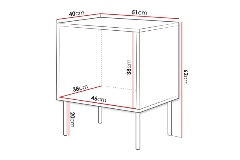 Stintino Sengebord 51 cm - Beige/Brun - Møbler - Borde - Aflastningsbord - Sengebord
