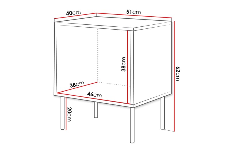 Stintino Sengebord 51 cm - Sort/Brun - Møbler - Borde - Aflastningsbord - Sengebord