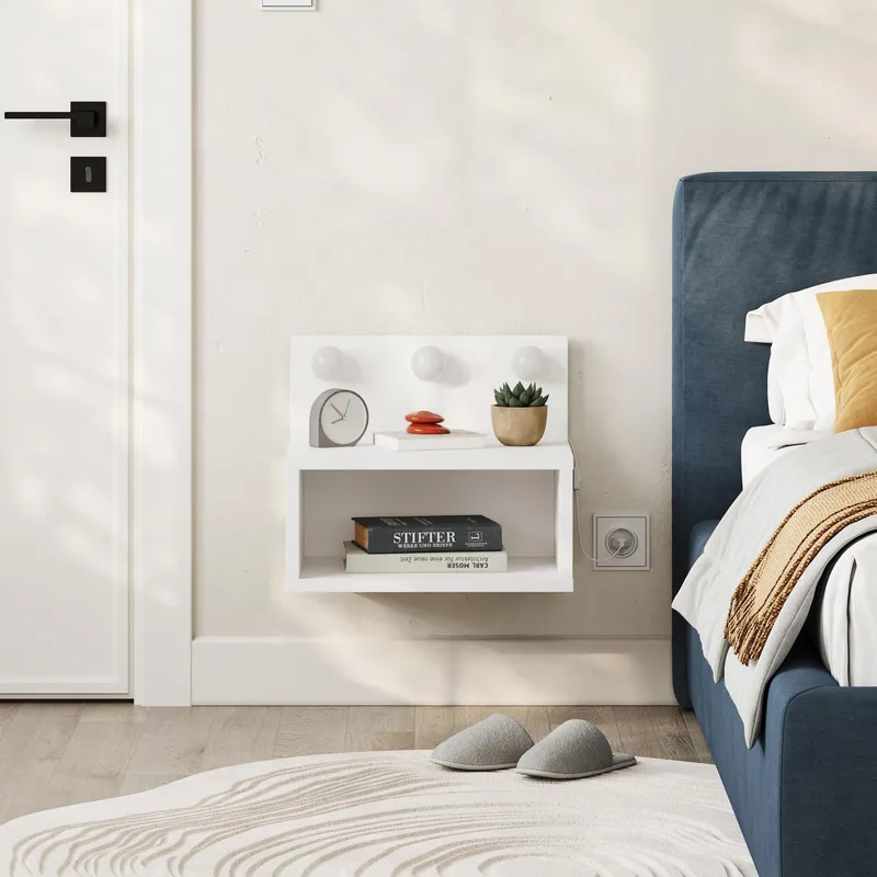 Sumira Sengebord 40 cm - Hvid - Møbler - Borde - Aflastningsbord - Sengebord