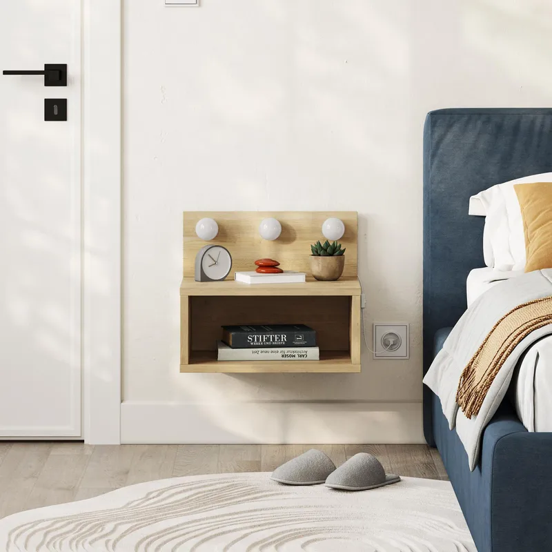 Sumira Sengebord 40 cm - Sapphire Oak - Møbler - Borde - Aflastningsbord - Sengebord