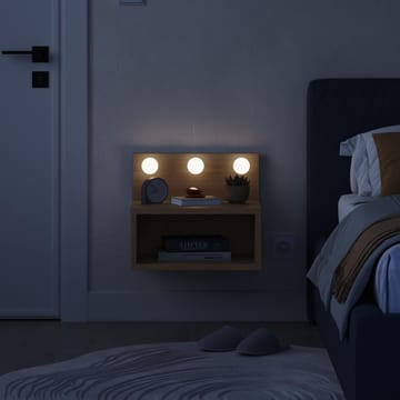 Sumira Vægophængt Sengebord 40 cm med Træ- og Egetræsudseende, Opbevaring med Hylde og LED-belysning - Brun - Møbler - Borde - Aflastningsbord - Sengebord