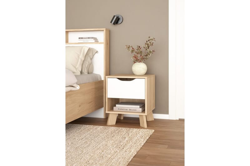 Sumita Natbord 40 cm - Brun/Hvid - Møbler - Borde - Aflastningsbord - Sengebord