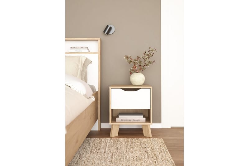 Sumita Natbord 40 cm - Brun/Hvid - Møbler - Borde - Aflastningsbord - Sengebord