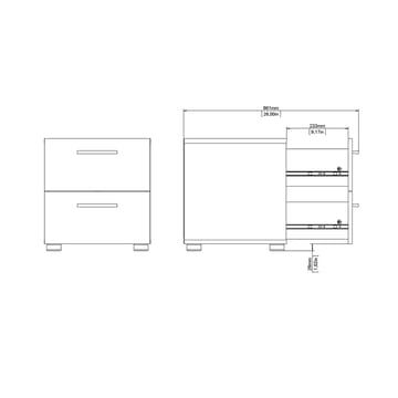 Suntia Natbord med 2 skuffer 40x40x42 cm - Møbler - Borde - Aflastningsbord - Sengebord