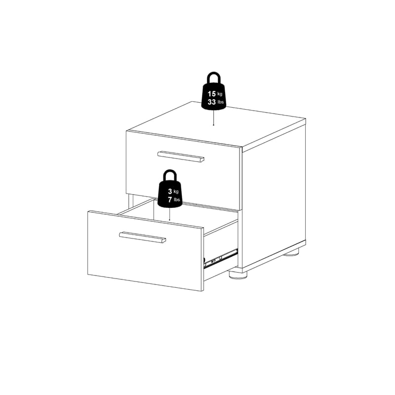 Suntia Natbord med 2 skuffer 40x40x42 cm - Møbler - Borde - Aflastningsbord - Sengebord