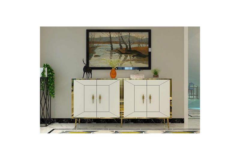 Swirl Konsolbord 150 cm - Guld/Hvid - Møbler - Borde - Aflastningsbord - Entrébord