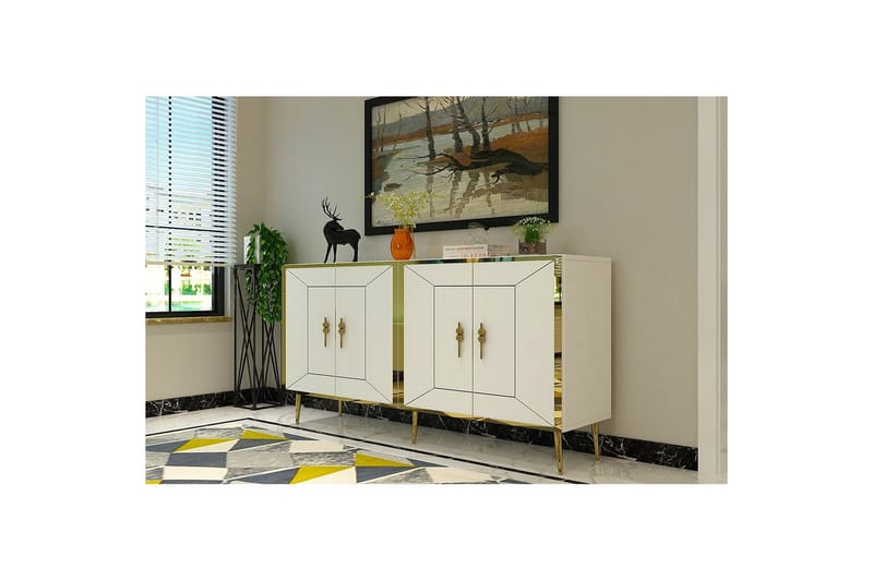 Swirl Konsolbord 150 cm - Guld/Hvid - Møbler - Borde - Aflastningsbord - Entrébord