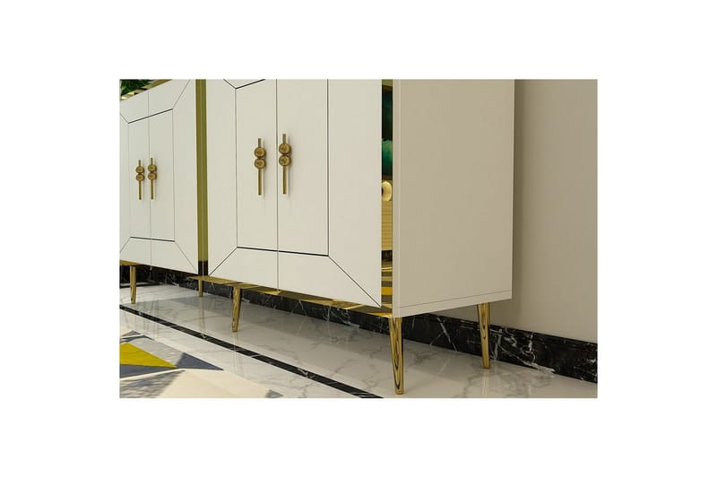Swirl Konsolbord 150 cm - Guld/Hvid - Møbler - Borde - Aflastningsbord - Entrébord