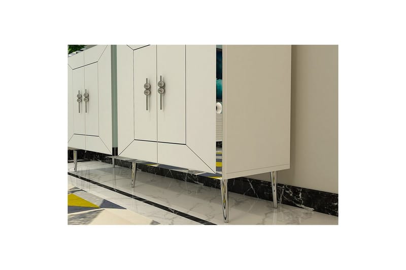Swirl Konsolbord 150 cm - Hvid/Sølv - Møbler - Borde - Aflastningsbord - Entrébord