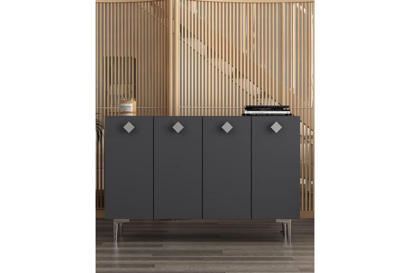 Sylas Konsolbord 120x120 cm - Antracit/Sølv - Møbler - Borde - Aflastningsbord - Entrébord