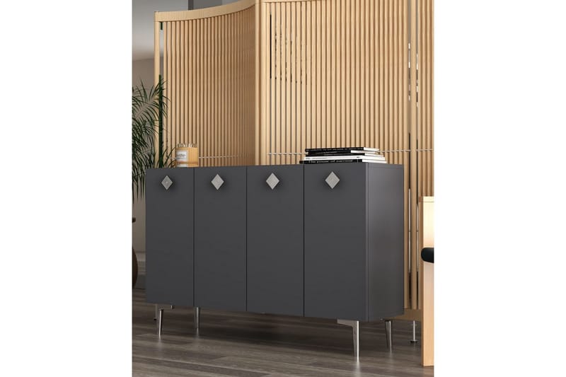Sylas Konsolbord 120x120 cm - Antracit/Sølv - Møbler - Borde - Aflastningsbord - Entrébord
